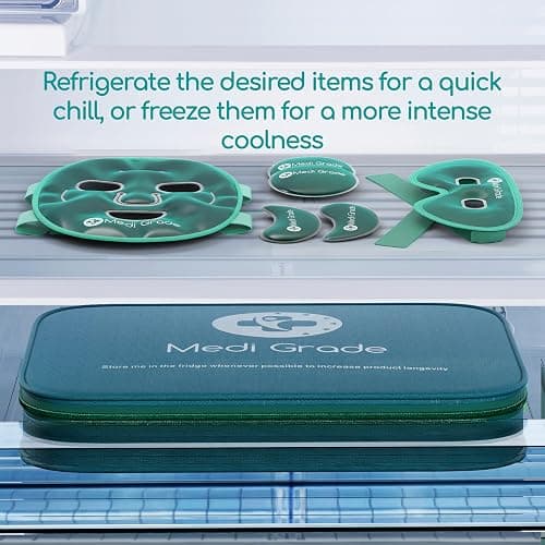 Medi Grade Cooling Ice Face Mask and Cooling Eye Mask for Puffy Eyes & Migraine Relief - Self Care Face Ice Pack with ChillGel Face Ice Mask Technology - Cooling Face Mask, Eye Pads and Bag thumbnail 5
