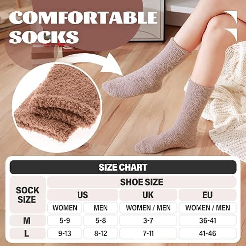 ANTSANG Fuzzy Socks for Women Men Slipper Fluffy Cozy Warm Winter Thick Plush Crew Socks 5 Pairs thumbnail 5
