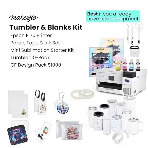 Epson Surecolor F170 Sublimation Starter Kit – Printer with CMYK Ink Set, Design Pack, 10 Sublimation Tumbler Pack, Sublimation Paper, Tape – Perfect for Beginners & Small Business thumbnail 3