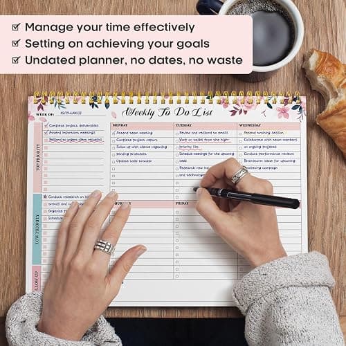 Taja Weekly To Do List Notepad with 52 Undated Sheets（8.5"×11"）- Weekly Desk Planner for Women & Man, Work and Home - 1 Pack Whispering Petal thumbnail 7