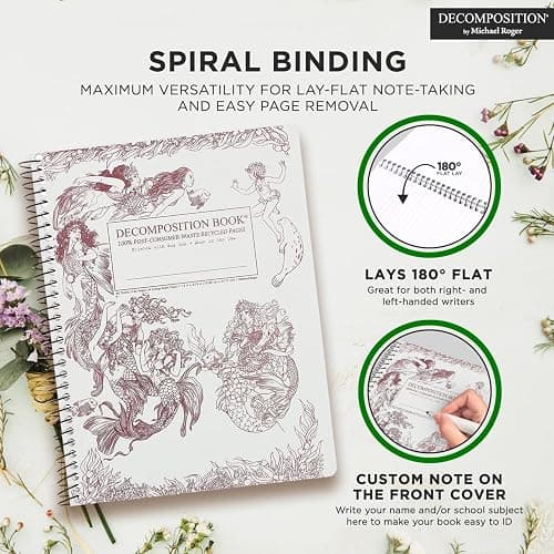 Decomposition Mermaids College Ruled Spiral Notebook - 9.75 x 7.5 Journal with 160 Lined Pages - 100% Recycled Paper - Cute Notebooks for School Supplies, Home & Office - Made in USA thumbnail 6