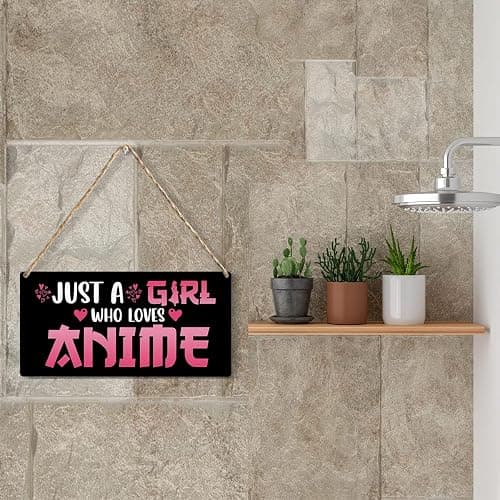 Funny Just a Girl Who Loves Anime Wood Sign Rustic Anime Lovers Wooden Hanging Plaque for Home Living Room Girl Bedroom Wall Art Decoration 6 x 12 Inches Present thumbnail 5