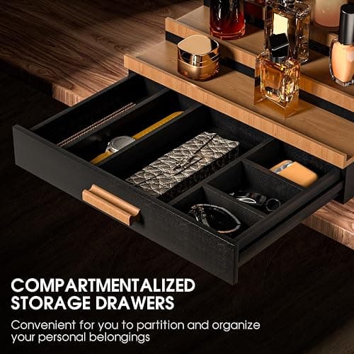 Sephyroth Cologne Organizer 5 Tier of Elegant Bamboo Perfume Organizer for Men with Hidden Storage and Practical Drawer, Perfect for Cologne Display & Gift (5T-BlackWalnut) thumbnail 3