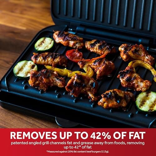 George Foreman Medium Electric Fit Grill [Non stick, Healthy, Griddle, Toastie, Hot plate, Panini, BBQ, Energy saving, Vertical storage, Easy clean, Drip tray, Ready to cook light] Black, 1630W 25810 thumbnail 3
