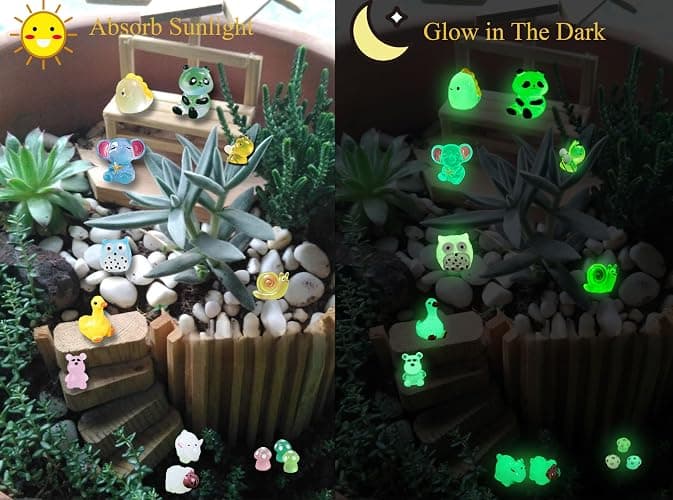 SparkleFab Mini Resin Animals Variety Pack 200 Pcs Luminous Tiny Animals Bulk Glow in The Dark for Dollhouse Fairy Garden Miniatures with Tiny Ducks to Hide Around The Home thumbnail 3