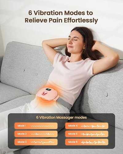 Heating Pad for Period Cramps, Fast Heating with 6 Heat Levels and 6 Massage Modes, Portable Menstrual Heating Pad, Belly Period Massager for Women and Girls, Pink thumbnail 3