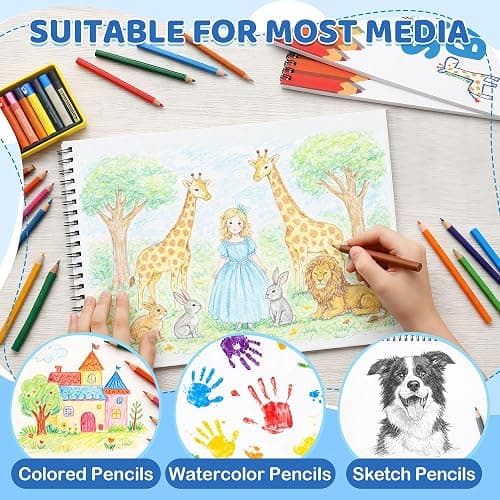 6" x 9" Sketch Book, 24-Pack 40 Sheets Drawing Paper Pad for Kids Coloring, Writing or Painting, Kid Drawing Pad & Art Supplies, Sketch pad Kids Ages 3+ (6" x 9"(Pack of 24)) thumbnail 3