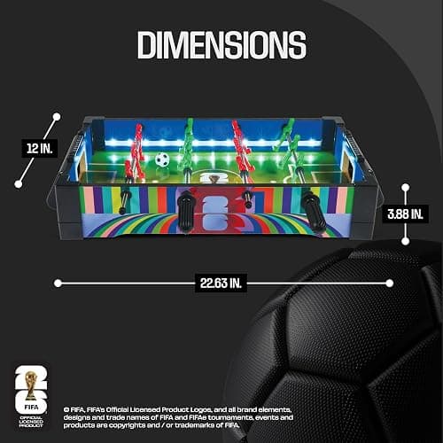 FIFA Tabletop LED Foosball, Light Up Soccer Playfield with Score Trackers and Ball Return, Compact Indoor Family Activity, 2 Foosballs Included thumbnail 6