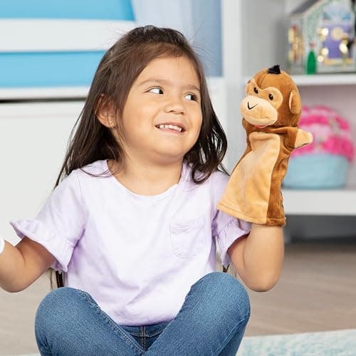 Melissa & Doug Safari Buddies Hand Puppets, Set of 6 (Elephant, Tiger, Parrot, Giraffe, Monkey, Zebra) Soft, Plush Animal Hand Puppets For Toddlers And Kids Ages 2+ thumbnail 6