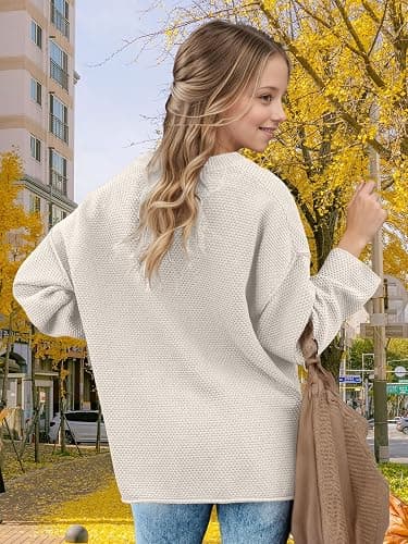 Girls Winter Sweaters 2025 Fashion Teen Tops Henley Kids V Neck Long Sleeve Loose Shirts Fall Warm Clothes thumbnail 3