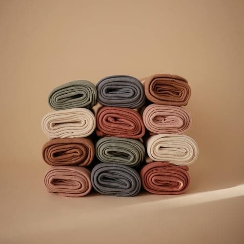 mushie Extra Soft Baby Blanket | Cotton and Elastane Ribbed Receiving Blanket, Swaddle, Stroller | 35x35 Inch (Ivory) - Ivory thumbnail 8