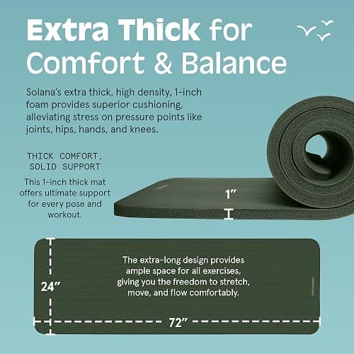 Retrospec Solana Yoga Mat 1" Thick With Nylon Strap For Men & Women - Non Slip Exercise Mat For Home Yoga, Pilates, Stretching, Floor & Fitness Workouts thumbnail 3