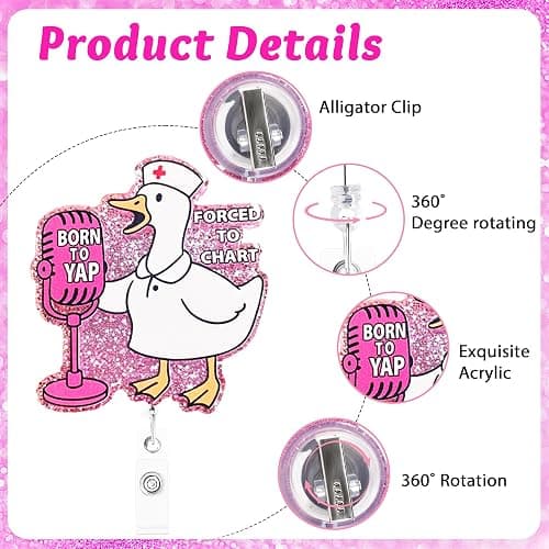 Hotlea 24 PCS Nurse Badge Reels Bulk Funny Badge Holders Retractable Clip Cute Nursing Pharmacy Medical Asssitants RN LPN CNA Badge Buddy Accessories for Work thumbnail 2