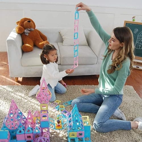 MAGBLOCK Magnetic Building Blocks Set, Upgraded Magnetic Tiles Toys for 3 4 5 6 7 8+ Year Old Girls, 103pcs Magnet Toys for Toddlers Boys and Girls 3-5 thumbnail 7