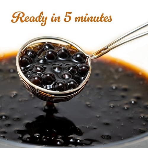 E-FA BRAND Black Tapioca Pearls (Boba), Quick Cook Tapioca Pearls for Bubble Tea, Microwave Ready in 3 Minutes, Fresh Chewy Texture, Milk Tea & Dessert Topping, Halal Certified, 2.2 LB (Pack of 1) thumbnail 4