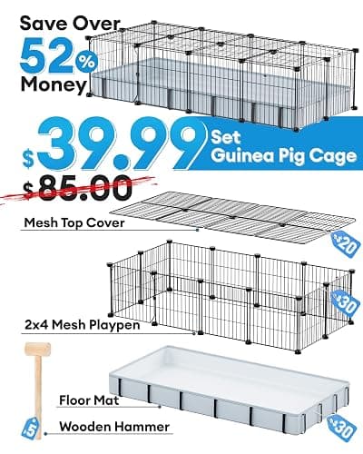BUCATSTATE Guinea Pig Cages with Floor Mat, 20 Panels Guinea Pigs Playpen with Top Cover, Metal Rabbit Cage Indoor for Hedgehogs, Quail, Chickens (47" L x 24" W x 12" H) thumbnail 3