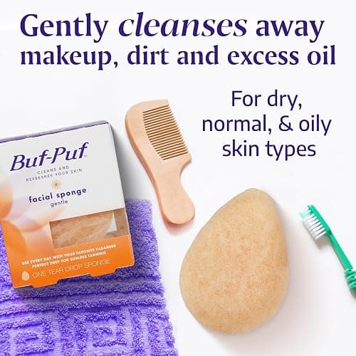 Buf-Puf Gentle Facial Sponge, Dermatologist Developed, Removes Deep Down Dirt & Makeup That Causes Breakouts and Blackheads, Reusable, Exfoliating, 1 Count thumbnail 2