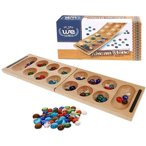 WE Games Solid Wood Folding Mancala Board Game - 18 in., Travel Games for Adults, Home Decor, Living Room Decor, Birthday Gifts, Table Games thumbnail 7