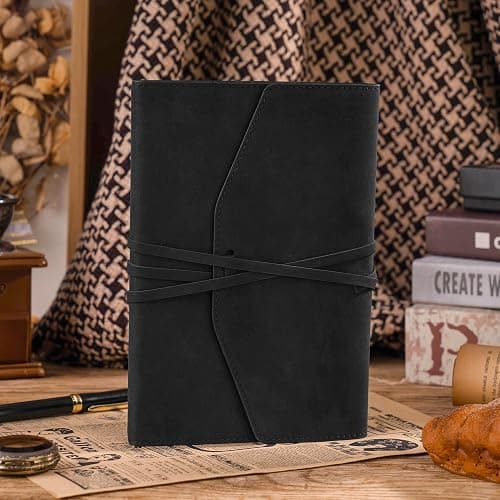 Vintage Journal for Women Men Leather Bound Junk Journal Notebook 160 Pages Book of Shadows Journals for Writing Diary Travel Journaling Sketching Scrapbooking, 5.9x 8.6 in, Soft Cover, Black thumbnail 4