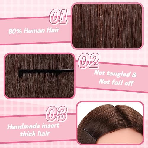 Mannequin Head Human Hair 26"-28" Female 80% Human Hair Mannequin Head Hair Styling Cosmetology Manikin Head Doll Head for Hairdresser with Free Clamp Holder and Tools - 80% - Blonde thumbnail 4
