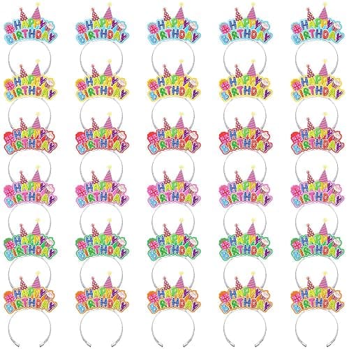 Yunsailing Happy Birthday Headbands Bulk Birthday Crowns for Kids Classroom Family Celebrate Birth Party Decoration - Image 1