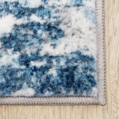Area Rug Living Room Rugs: 5x7 Large Soft Indoor Carpet Modern Abstract Rug with Non Slip Rubber Backing for Under Dining Table Nursery Home Office Bedroom White Gray Blue - White Gray Blue - 5'x7' thumbnail 7