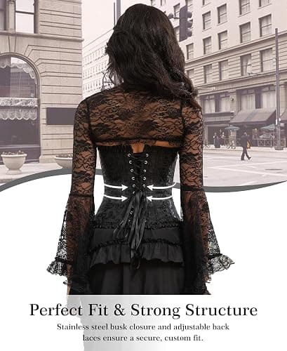 Vrapo Bustier Corset Top for Women | Overbust Lace Up Waist Cincher Shapewear Lingerie thumbnail 4