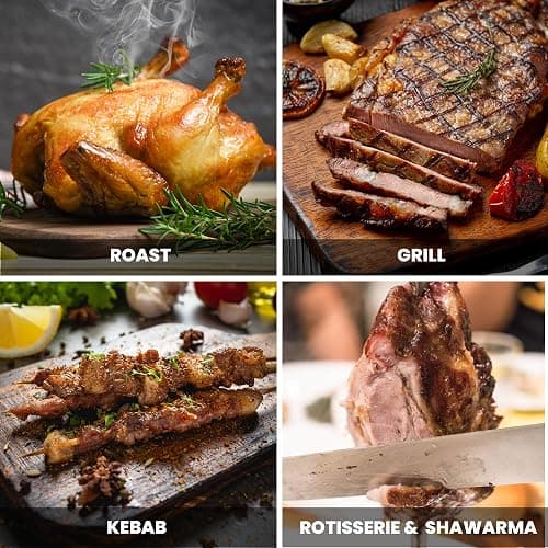 Schallen Electric 1500W 360° Rotating 21L Rotisserie Grill for Kebabs, Skewers and Roasts thumbnail 3