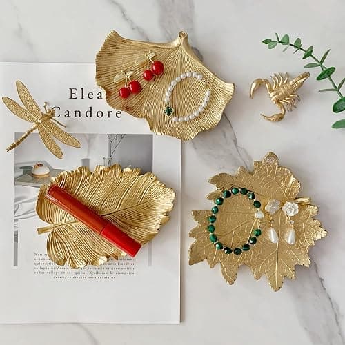 NIGHTSTAND | Amazon | Jewelry Dish, Resin Small Leaf Shaped Ring Holder Jewelry Organizer, Trinket Dish Mini Tray for Christmas Birthday Wedding Gifts - Elm Leaf thumbnail 6