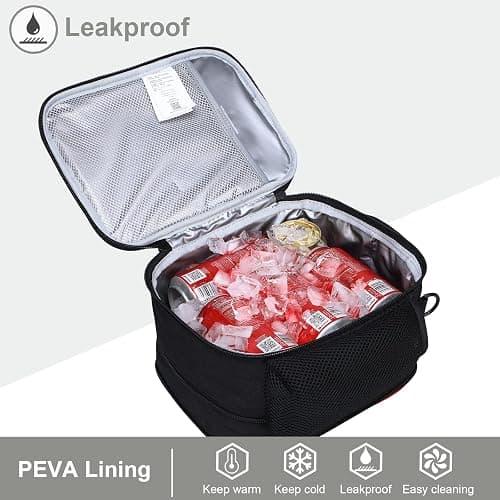 MIER Expandable Lunch Bag Insulated Lunch Box for Men to Work Travel Portable Lunchbox Bags with Shoulder Strap and Water Bottle Holder(Black/Red) thumbnail 5