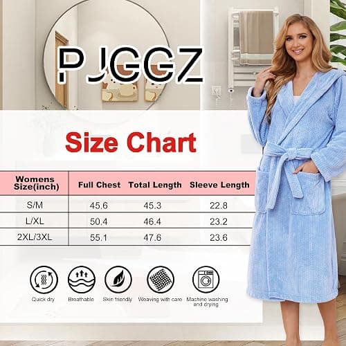 PJGGZ Hooded Bathrobes for Women, Soft Long Towel Robes for Women - Quick Dry yet Warm thumbnail 6