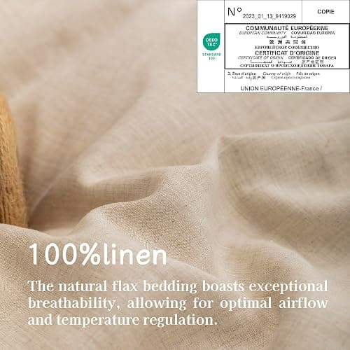 EVERLY 100% Pure Linen Duvet Cover Set California King Size 104X98Inch 3pcs (1 Duvet Cover,2 Pillowcases) Soft and Breathable for All Season with Coconut Button Closure, Suitable for Hot Sleepers thumbnail 3
