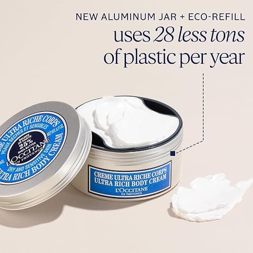 L’Occitane Shea Butter Ultra Rich Body Cream, Nourishing Moisturizer for Dry, Sensitive Skin, Fast Absorbing, Refillable, Vegan Skincare, Light Scent thumbnail 7