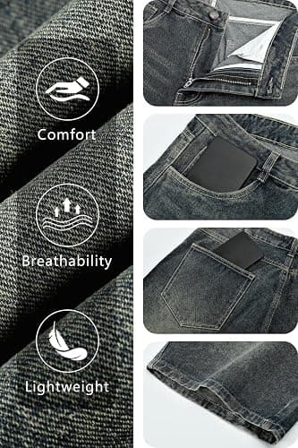 GINGTTO Mens Baggy Jean Shorts Loose Fit Long Denim Shorts Below Knee 15 Inch Inseam thumbnail 5