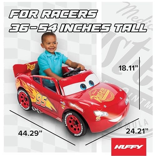 Huffy Lightning McQueen 6V Ride-On Toy Car with Headlights & Engine Sounds, Foot Pedal Drive, Up to 2.5 MPH, Ages 3–7 thumbnail 2