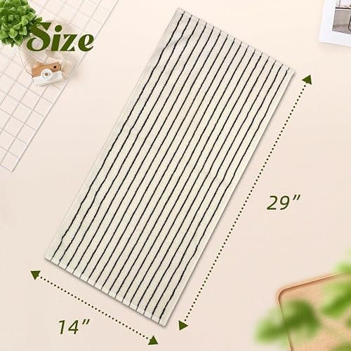 Jacquotha Black and White Striped Hand Towels for Bathroom, Vintage Kitchen Decor, Guest Use, Adults & Kids, Natural Cotton, 14” x 29” thumbnail 3