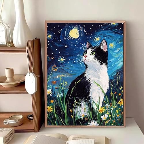 Reivworl Cat Diamond Art Kits for Adults, Starry Sky Cat Diamond Painting Kits, Gem Art Kit for Gifts and Home Interior Decor 12x16 Inch thumbnail 2