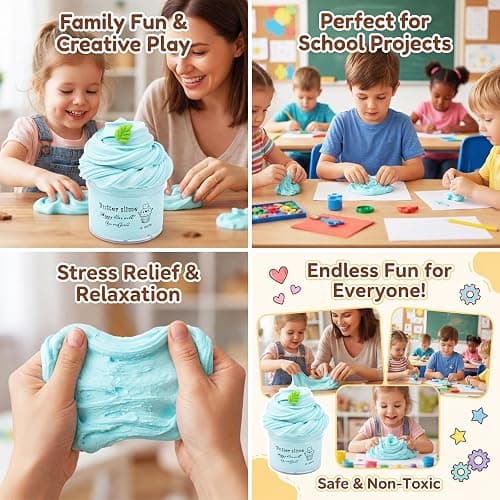 Sky Blue Butter Slime, Stress Relief Scented Slime Toy for Girls Boys, Non-Sticky, Party Favors, Prize, School Education, Birthday Gifts(7oz 200ML) thumbnail 5