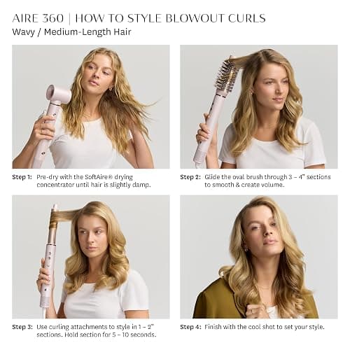 T3 Aire 360 Multi-Styler & Blowout System with Luxe Carrying Case, Rapid Drying Hair Dryer, Ceramic Curling Attachments, Oval Brush & Drying Concentrator | Blowouts & Long-Lasting Curls thumbnail 11