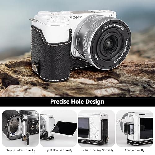 MUZIRI KINOKOO Camera Case for Sony ZV-E10 II, PU Leather Protective Case for Sony Alpha ZV-E10 II/ZVE10 II Camera with 16-50mm Lens - Removable Case with Shoulder Strap & Storage Pocket - Black thumbnail 5