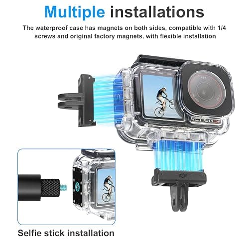 FitStill 196FT/60M Underwater Waterproof Case with Magnetic Quick Release Interface Compatible with DJI Osmo Action 5 Pro Action 4 Action 3,Protective Cover Invisible Diving Action Shell Accessory Kit thumbnail 2