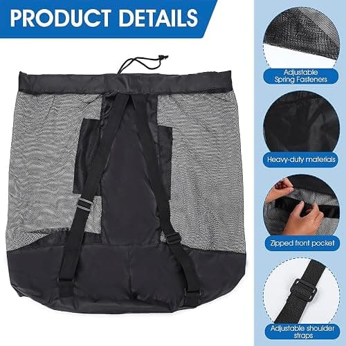 2-Pack Large Sports Ball Bag,Mesh Soccer Ball Bag，Heavy Duty Drawstring Bags Hold Equipment for Coach, Basketball,Football, Volleyball,Baseball and Swimming Gears with Adjustable Strap thumbnail 3