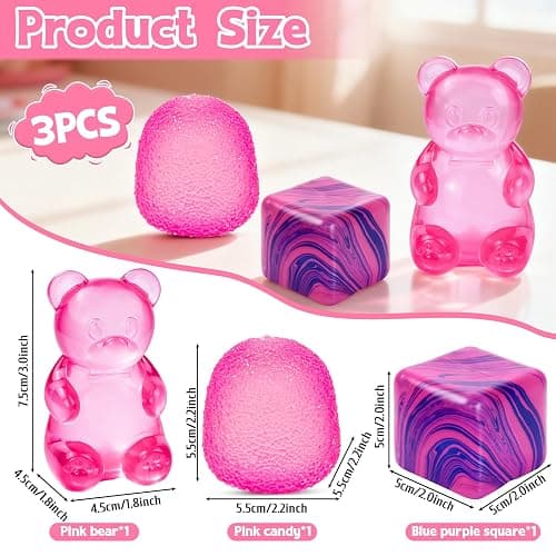 3Pcs Taba Squishies Fidget Toys, Stress Balls for Kids and Adults, Squishies Stress Cube, Sensory Toys for Kids with Autism, Fidgets for Classroom Prize, Birthday Gifts Party Favors(Random Color) thumbnail 3