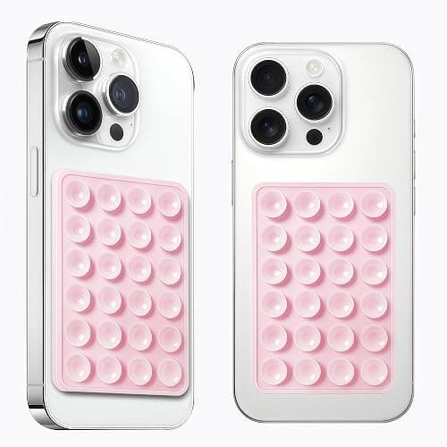 AZXYI Anteel 2 Pack Silicone Suction Phone Case Mount, Silicon Adhesive Suction Cup Phone Mount, Non Slip Sticky Phone Grip for Cellphone, Strong Grip Holder for Selfies and Videos (Light Pink) - Image 1