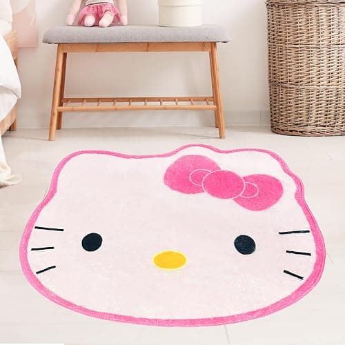 Hurig Super Soft Kitty Rugs Cute Area Rug for Room Decor Girls Bedroom Decoration Cashmere Mat - Kitty Head-1 - 2'3" x 2'9" (Irregular) - Image 1