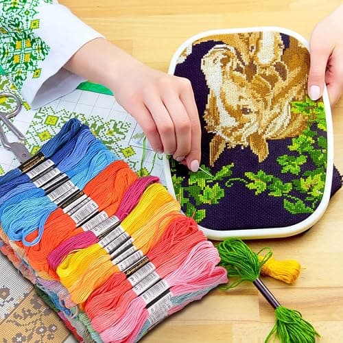 VICOVI 200 Skeins Embroidery Floss and 30 Skeins White & Black Embroidery Thread for Friendship Bracelet String Cross Stitch DIY String Art with 20 PCS Floss Bobbins thumbnail 6