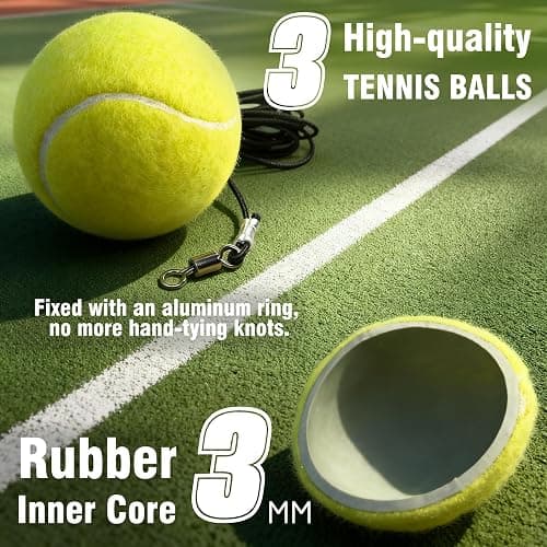 VAIIO Professional Tennis Trainer - Full Metal Portable Solo Rebounder with 3 High-Elastic String Balls, Ideal for Adults, Kids, Beginners & Advanced Players thumbnail 4