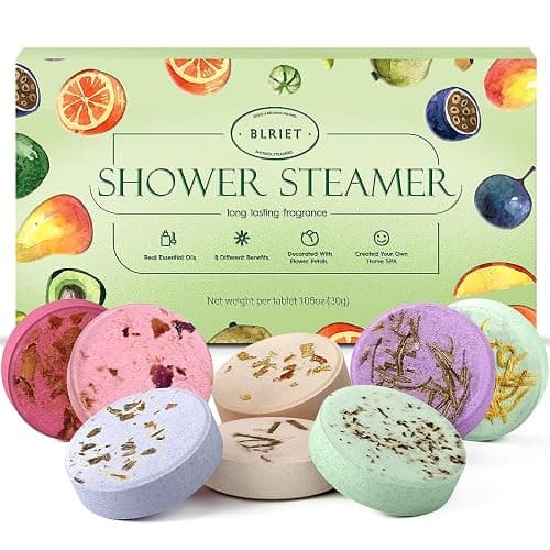 BLRIET Shower Steamers Aromatherapy Stocking Stuffers Christmas Gifts for Women 8 PCS, Shower Bombs Gifts for Mom with Lavender Fruit Natural Essential Oils, Self Care Gifts for Women & Lover - Image 1