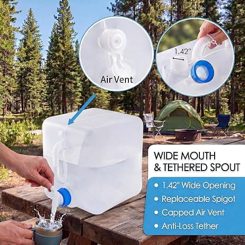 ITRAZ BPA-Free Collapsible Water Container with Spigot, 2-Pack 5.3 Gallon | Foldable Water Storage Jug for Camping, RV Travel, Hiking & Emergency Preparedness for Hurricanes, Tornadoes & Drought thumbnail 4