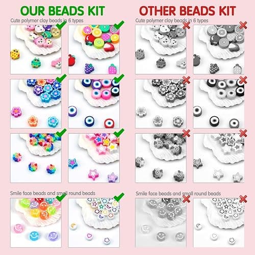 Dowsabel Bracelet Making Kit, Beads for Bracelets Making Pony, Kandi, Polymer Clay, Smile Face & Letter Beads for Jewelry Making, DIY Arts and Crafts Gifts Toys for Girls Age 6-12 thumbnail 4
